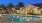 swimming pool lit at night