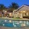 swimming pool lit at night