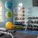 workout studio with free weights and bench